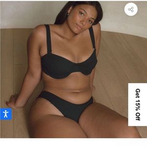 Montce Black Rib Bustier Bikini Top Medium